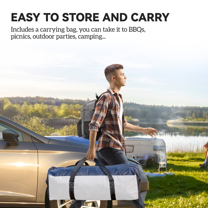 MCL Gazebo Party Tent, 3.5x3.5m-Cream/Blue