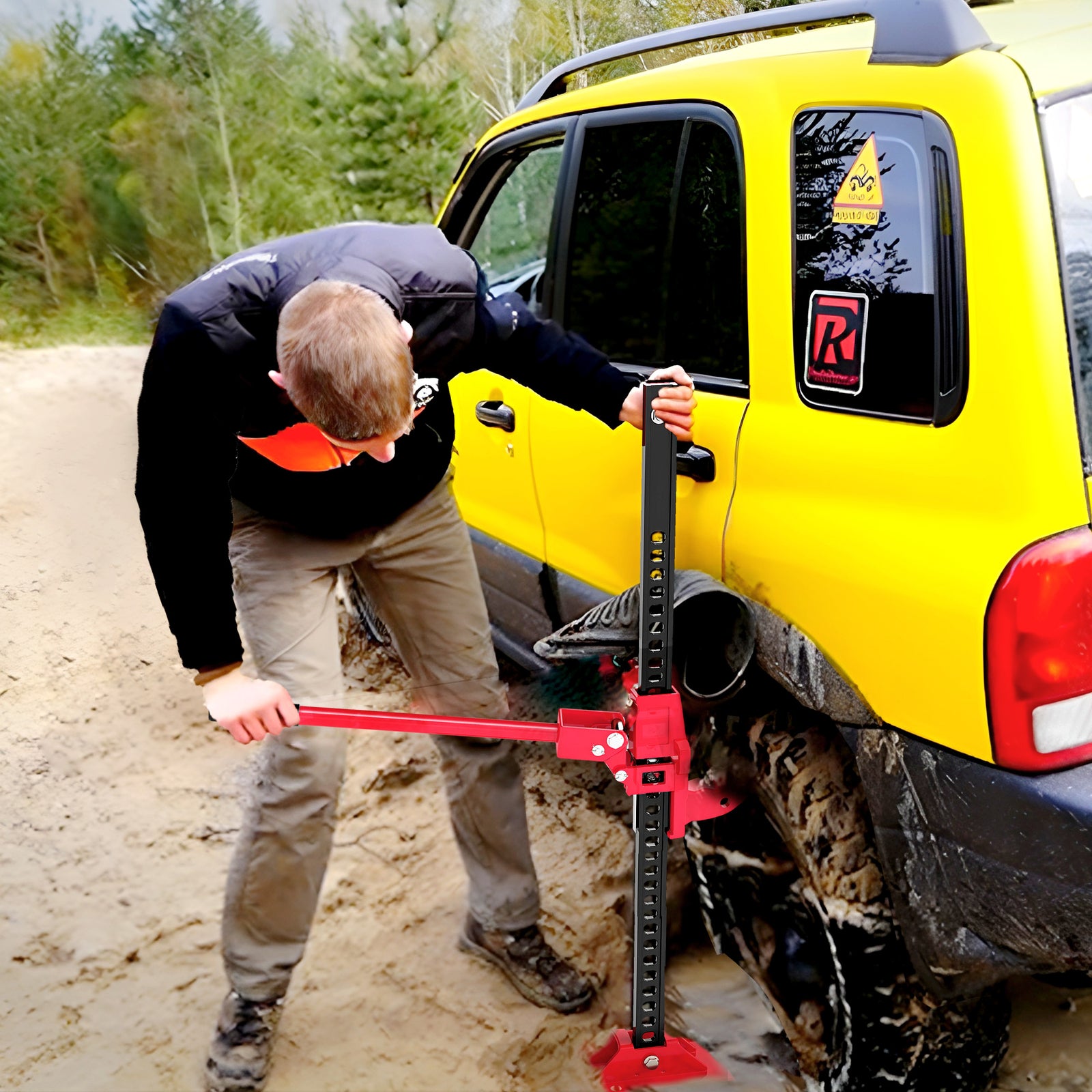 3 Tonne Farm Jack, 33" High Lift Jack for 4x4 Tractors Trucks Agricultural Lifting, Red