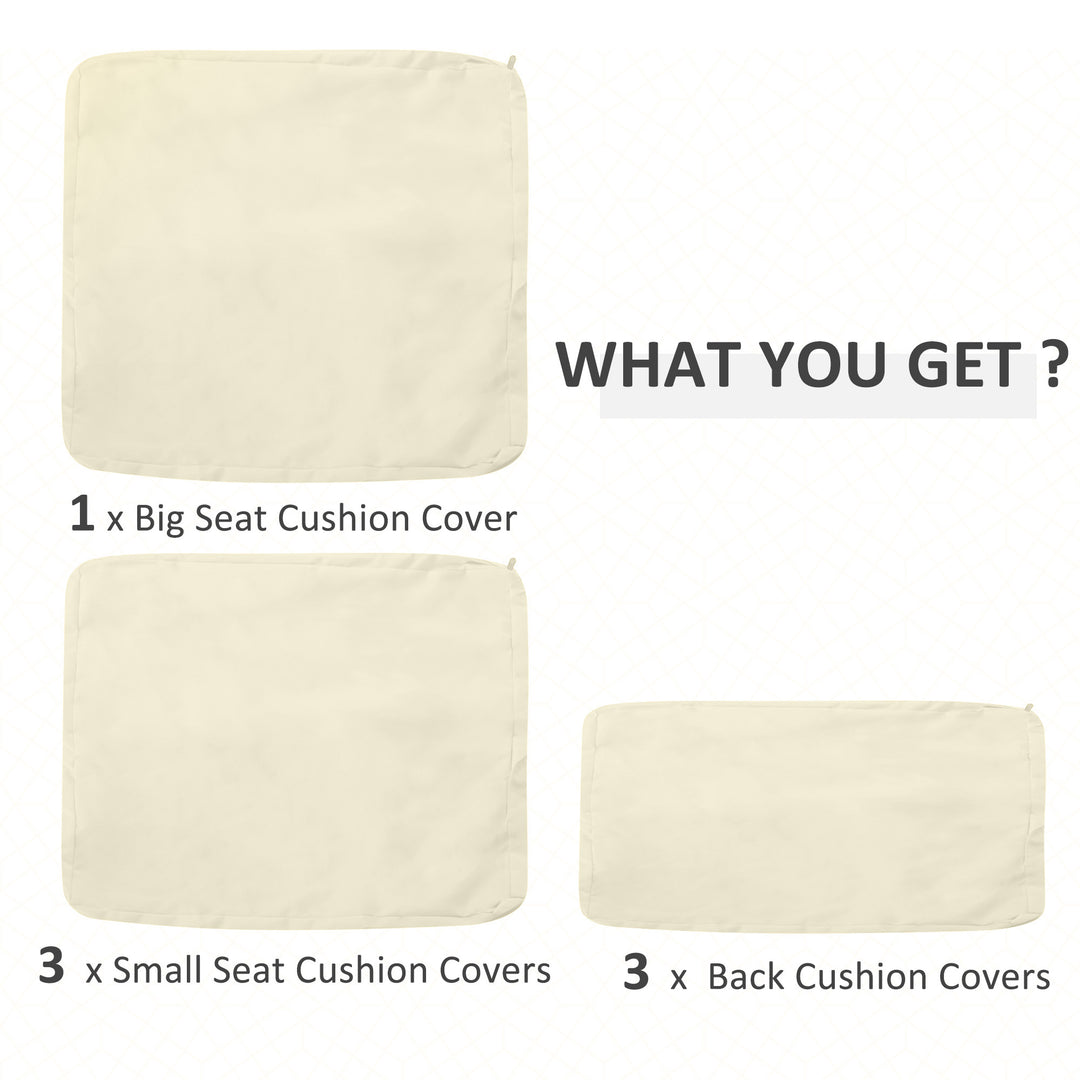 Rattan Furniture Cushion Cover Replacement Set, 7 pcs-Cream