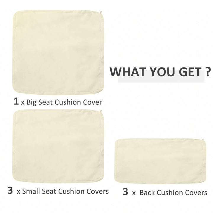 Rattan Furniture Cushion Cover Replacement Set, 7 pcs-Cream