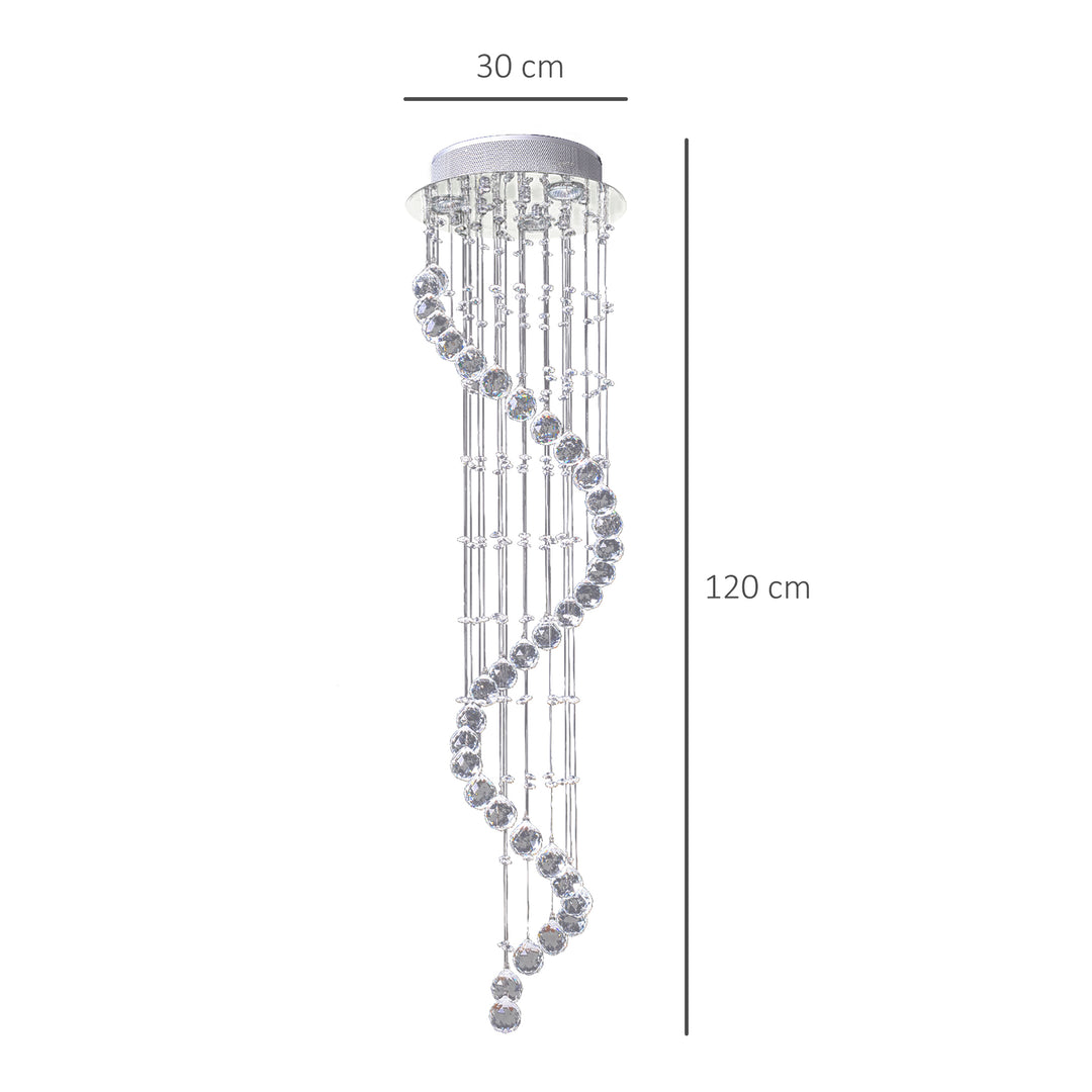 Modern Crystal Chandelier Ceiling Light Pendant Lamp Chrome Finish Glass Droplets New, Ф30 x 120cm