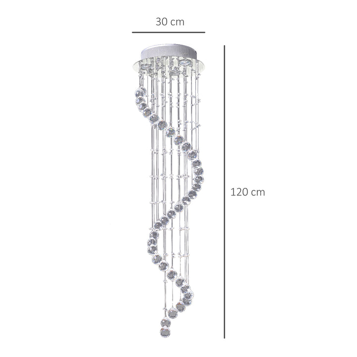 Modern Crystal Chandelier Ceiling Light Pendant Lamp Chrome Finish Glass Droplets New, Ф30 x 120cm