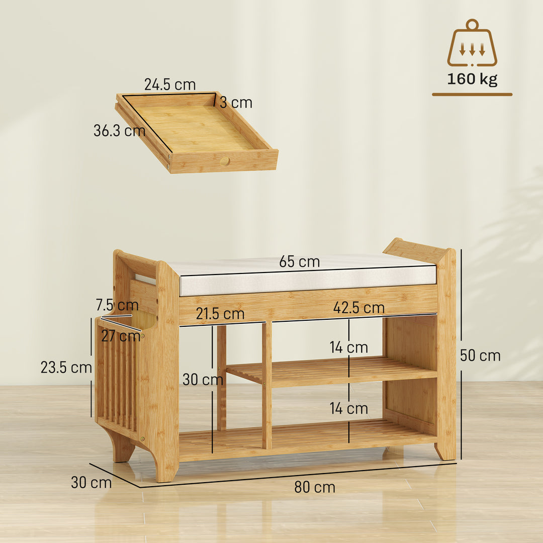 Shoe Bench 2-Tier Boot Section Entryway Storage Bench Cushioned Seat 8