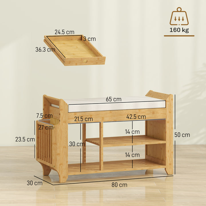 Shoe Bench 2-Tier Boot Section Entryway Storage Bench Cushioned Seat 8