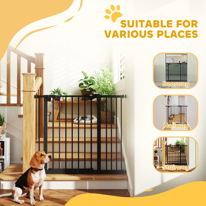 Adjustable Safety Gate w/ One Extensions, Four Adjustable Screws, Blac