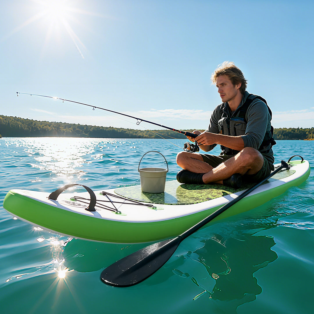 MCL Inflatable Stand Up Paddle Board, 10' x 30" x 4", Non-Slip SUP, with ISUP Accessories, Hand Pump, 3 Fins, Adj Paddle for Youth Adult Beginners/Experts