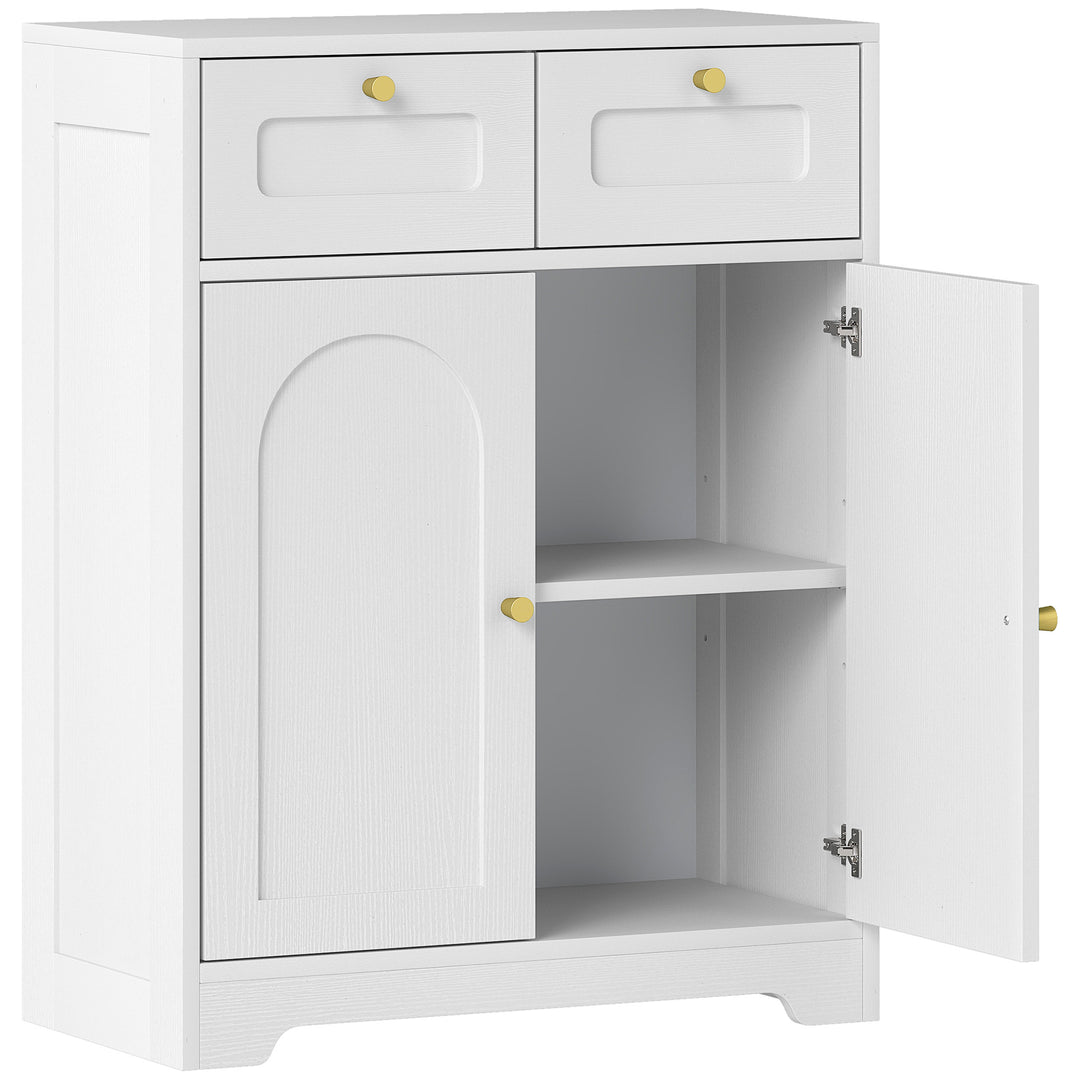 Bathroom Floor Cabinet with 2 Drawers - White