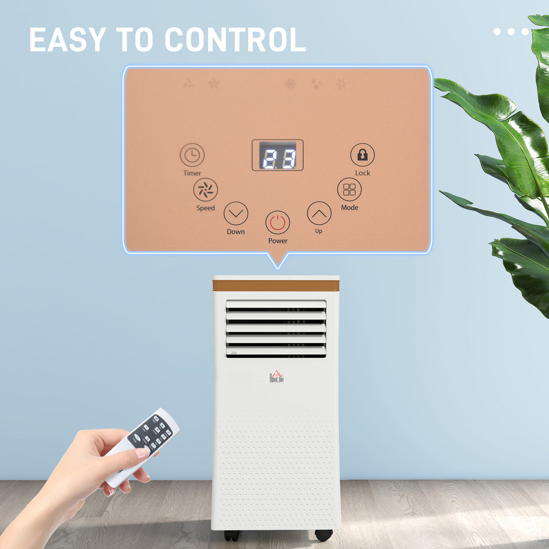 HOMCOM 10000 BTU 4-In-1 Compact Portable Mobile Air Conditioner Unit Cooling Dehumidifying Ventilating w/ Fan Remote LED 24 Hr Timer | Aosom UK