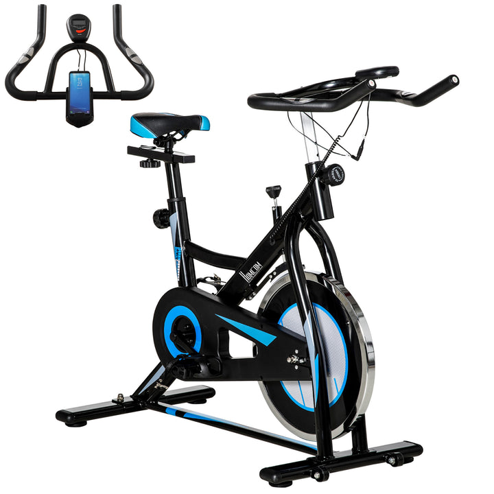 Stationary Exercise Bike, 8kg Flywheel Indoor Cycling Workout Fitness Bike, Adjustable Resistance Cardio Exercise Machine w/ LCD Monitor Pad and Phone Holder for Home, Gym, Office, Black