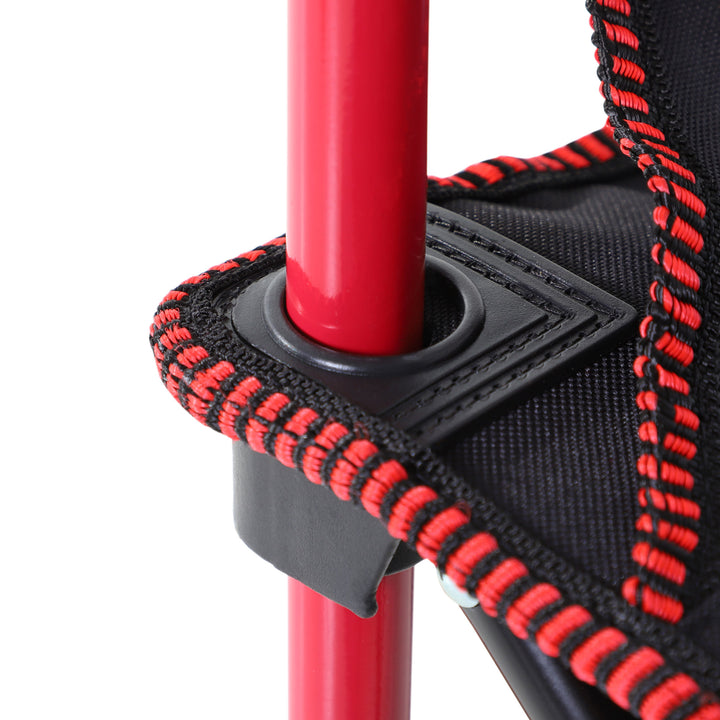 Folding Fishing Camping Chair Portable Picnic Armchair Director Seat Oxford Metal Frame with Cup Holder, Phone Pocket - Red