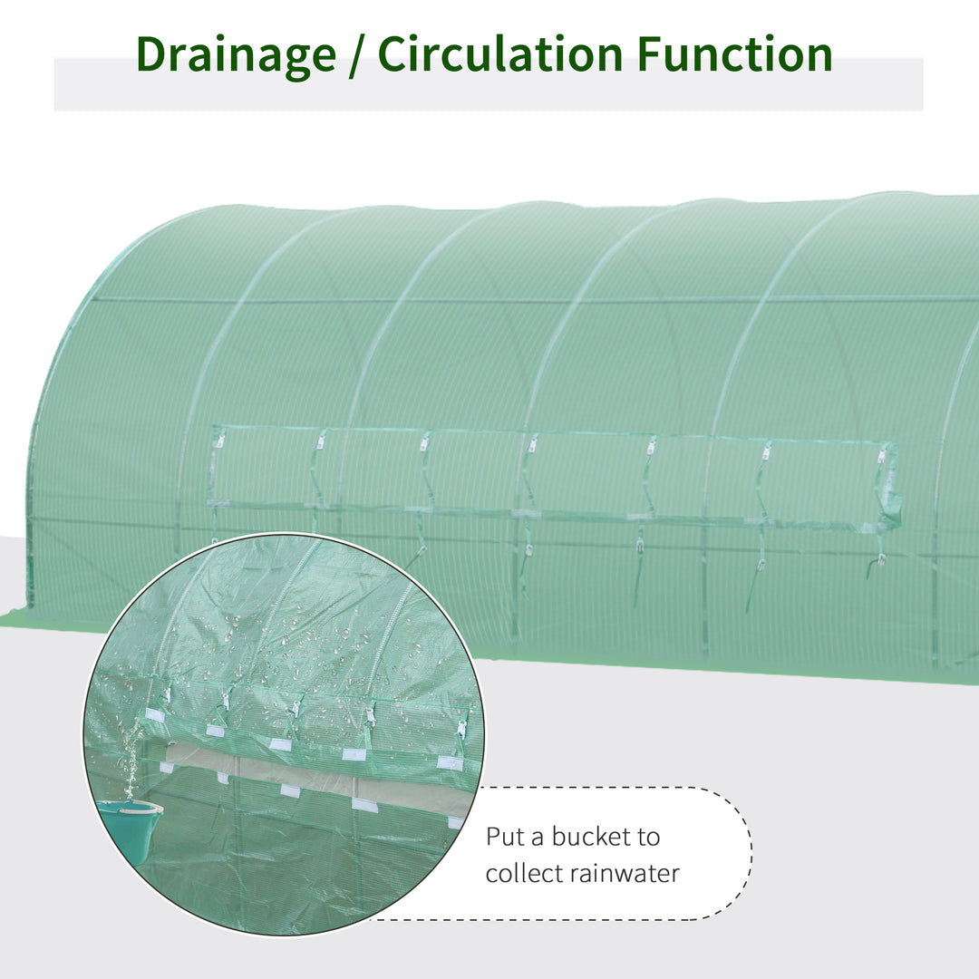 Outsunny Reinforced Polytunnel Greenhouse with Metal Hinged Door, 25mm Diameter Galvanised Steel Frame & Mesh Windows (3 x 6M)