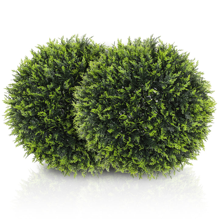 Set of 2 Artificial Plant Topiary Balls, UV-protected Fake Decorative Plants, Faux Plants for Home Indoor Outdoor Decor, 45cm, Green