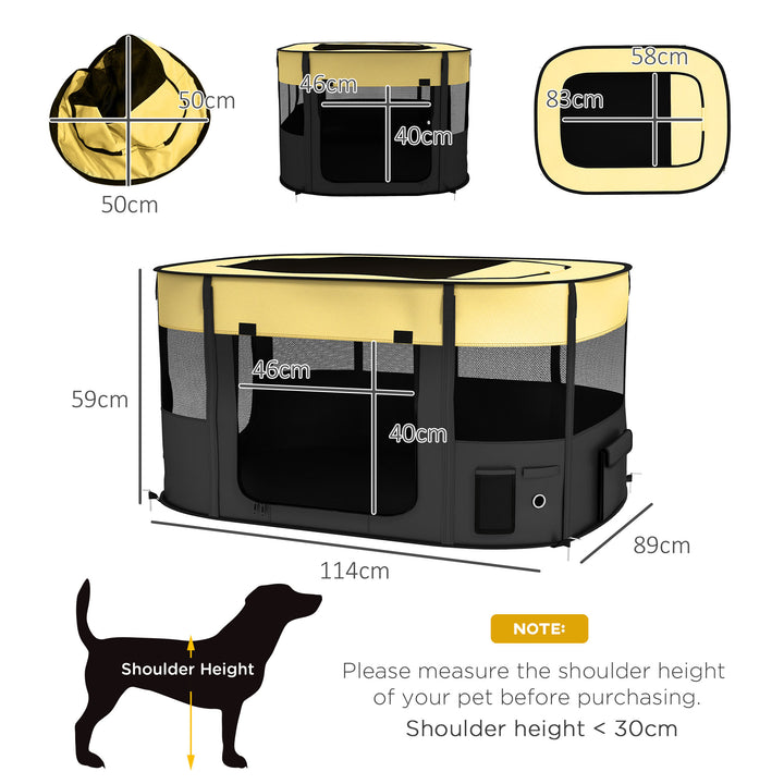 PawHut Foldable Dog Pen with Storage Bag for Indoor/Outdoor Use, Yellow | Aosom UK