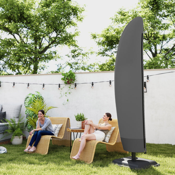 Outsunny Parasol Cover, 600D Oxford Cantilever Umbrella Cover Fit for 2-4m Parasol, Banana Umbrella Protector with Zipper for Outdoor Garden, Patio, Black