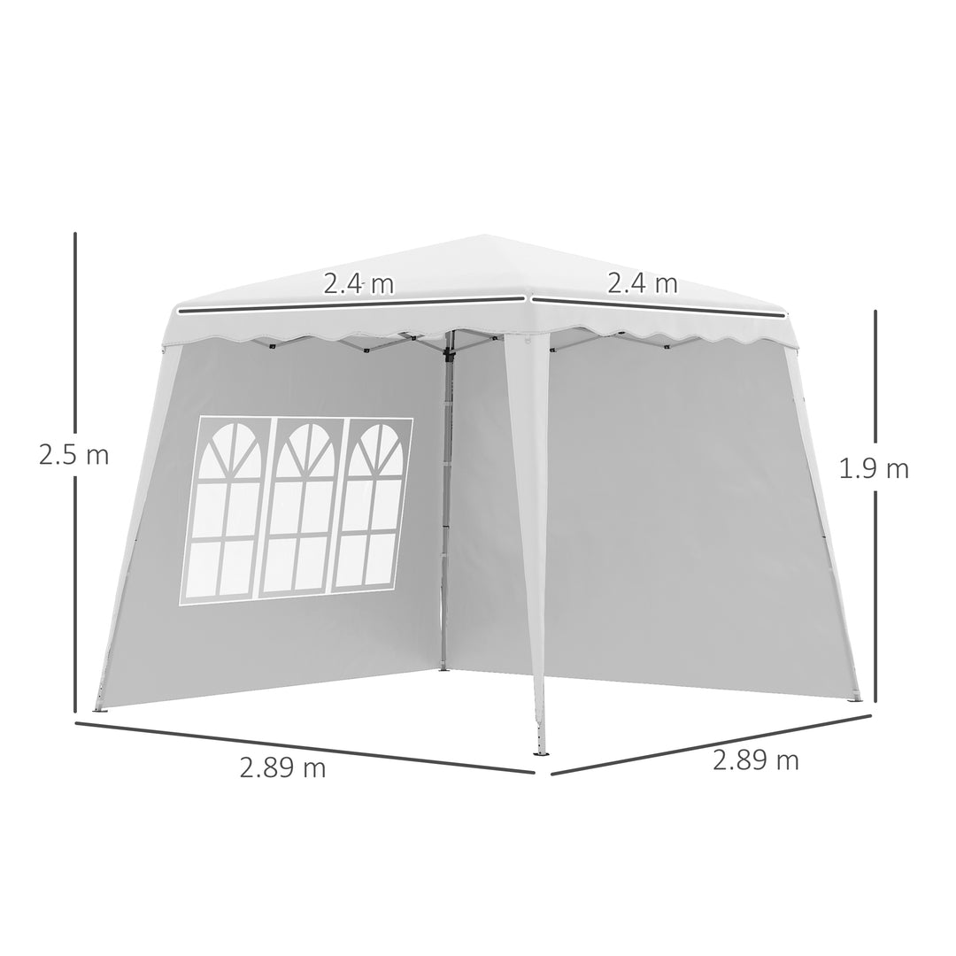 2.4 x 2.4m Two Wall Pop Up Gazebo - White