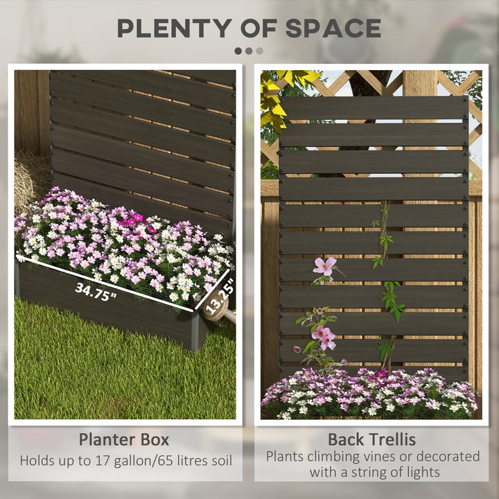 Raised Bed for Garden, Planter with Trellis for Climbing Plants, Vines, Planter Box with Drainage Gap, Black