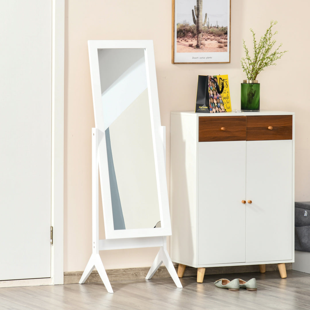 HOMCOM Tall Freestanding Dressing Mirror, Bedroom Full-Length Mirror with Adjustable Angle, 148x47cm, White | Aosom UK