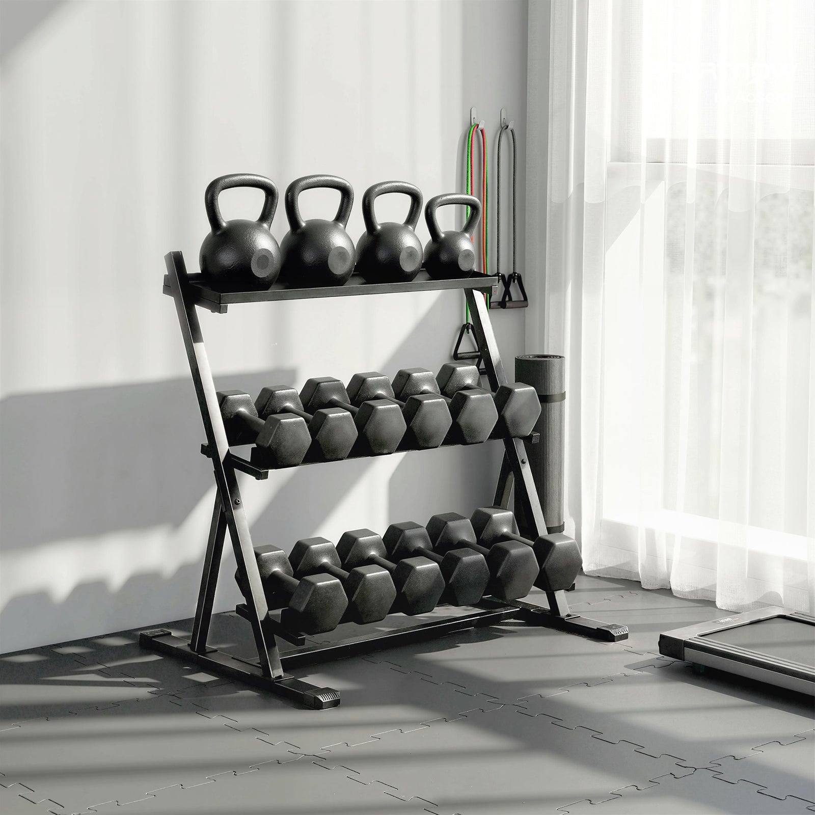 3-Tier Adjustable Dumbbell Rack, Heavy-Duty Weight Rack for Dumbbells,