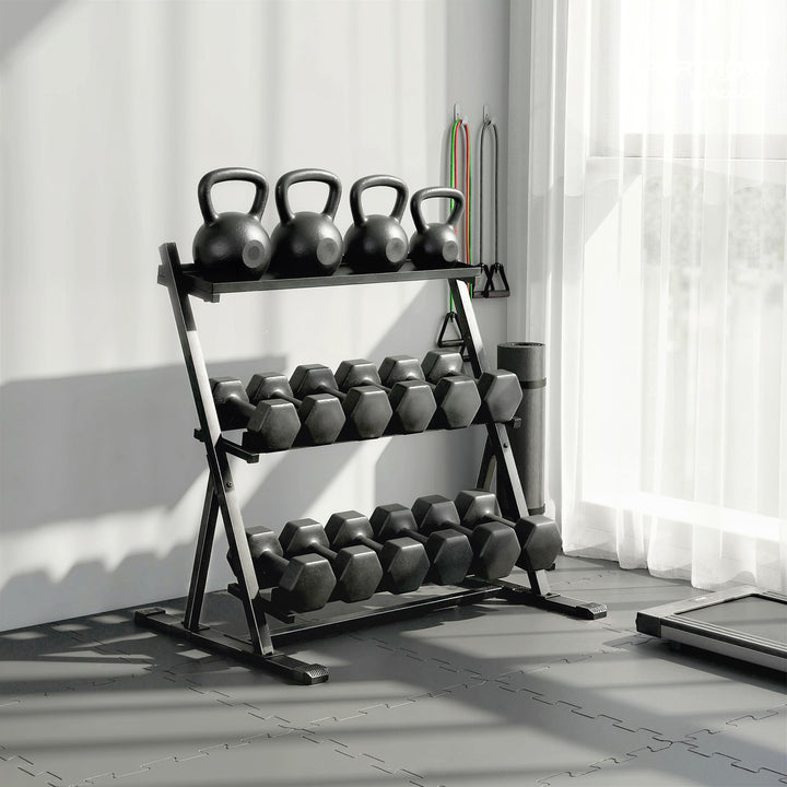 3-Tier Adjustable Dumbbell Rack, Heavy-Duty Weight Rack for Dumbbells,