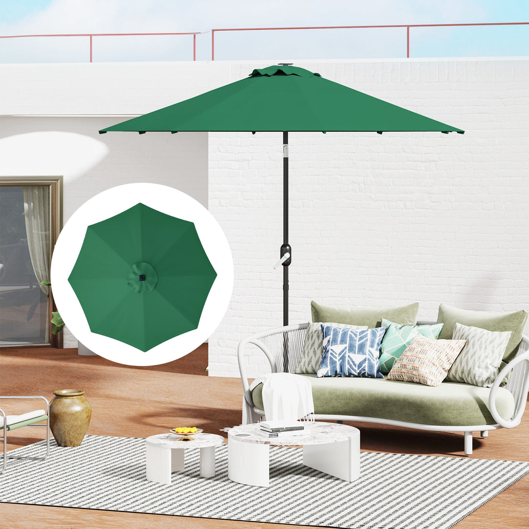 3 m Replacement Parasol Canopy with Top Vent, UPF 50+ Garden Parasol Replacement Canopy, 8 Rib Parasol Cover Replacement Fits Various Frames, Green
