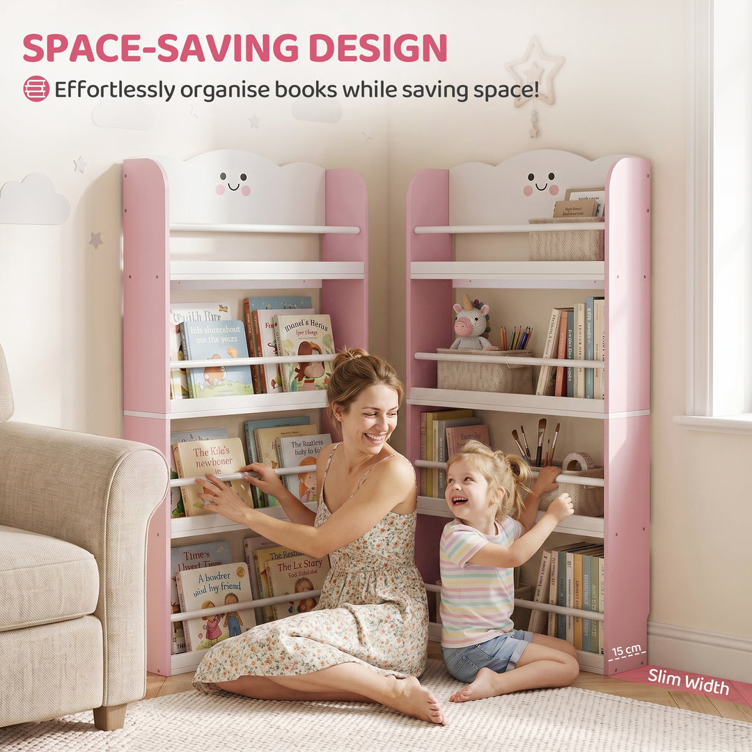 4 Tier Kids Bookshelf, Children Bookcase with Anti-Tip Kit, Toddler Sp