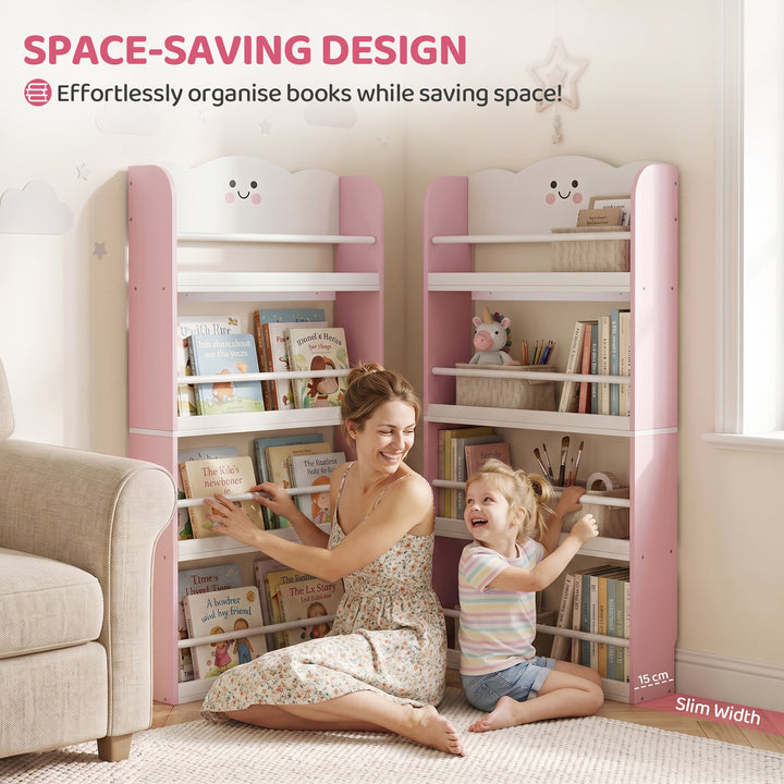4 Tier Kids Bookshelf, Children Bookcase with Anti-Tip Kit, Toddler Sp