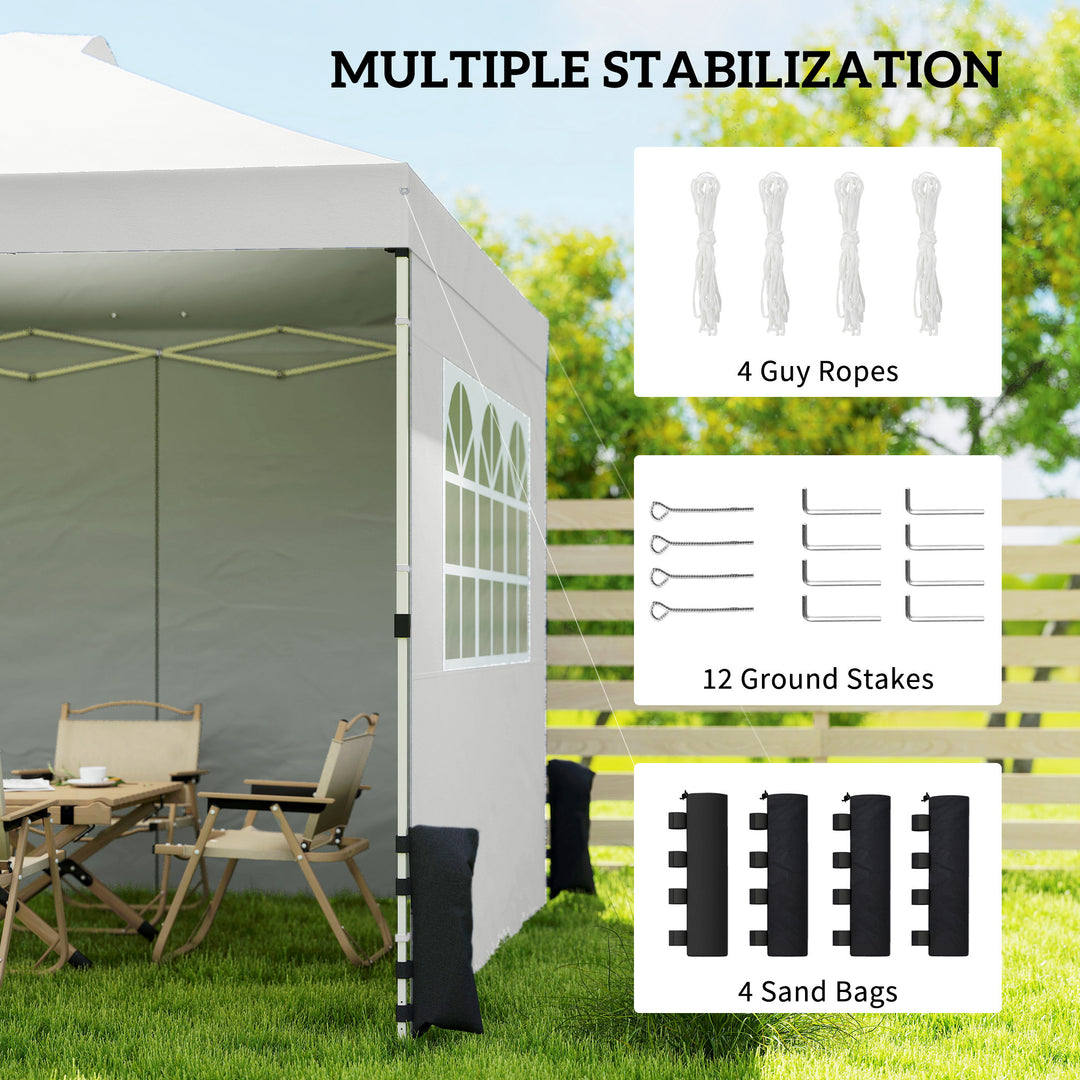 Pop Up Gazebo Waterproof Height Adjustable Canopy with 3 Sidewalls Whe