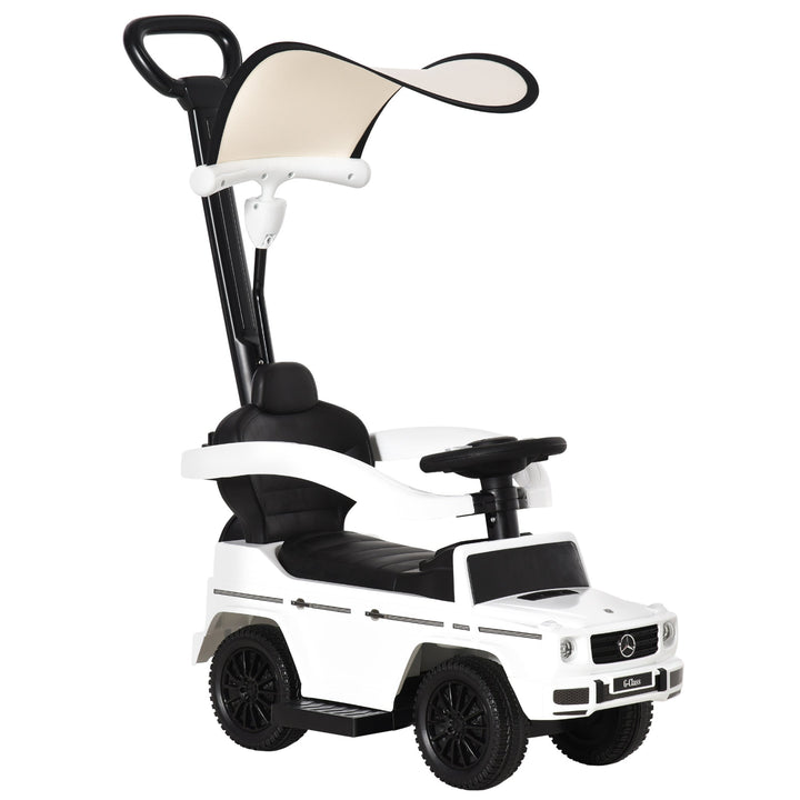 Mercedes G350 Licensed 3 in 1 Toddler Push Car with Canopy, White