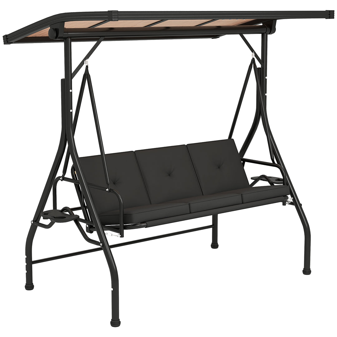 Convertible Three-Seater Swing Bench Bed - Black