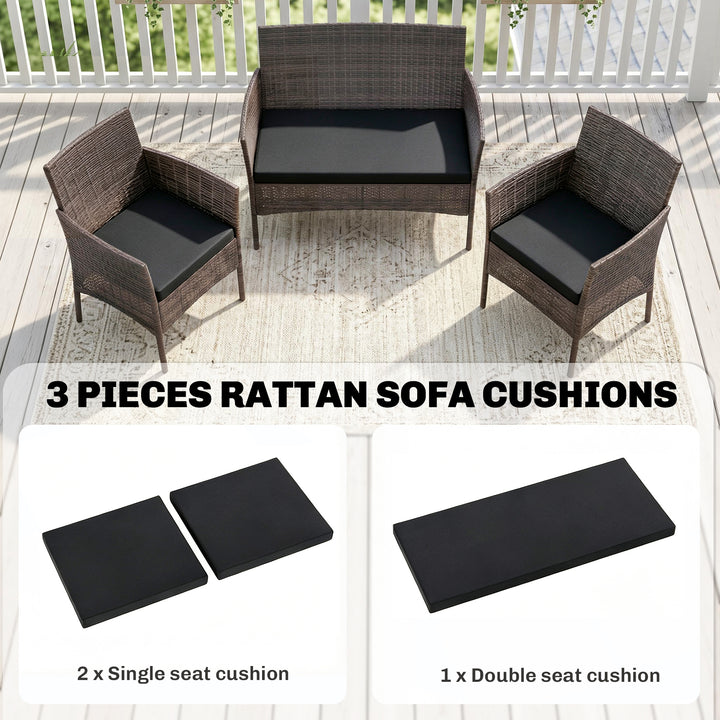 Outdoor Seat Cushion Pads for Rattan Furniture, 3 PCs Garden Furniture