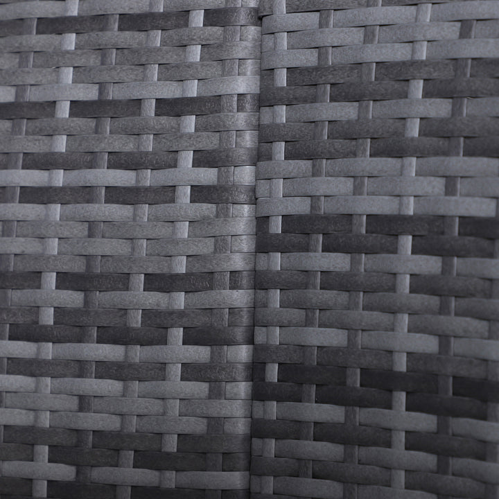 MCL Outdoor PE Rattan Garden Furniture with Cushioned, Patio Wicker Conversation Furniture Set, Round Daybed with Retractable Canopy, Coffee Table and Three Pillows, Grey/Blue Grey