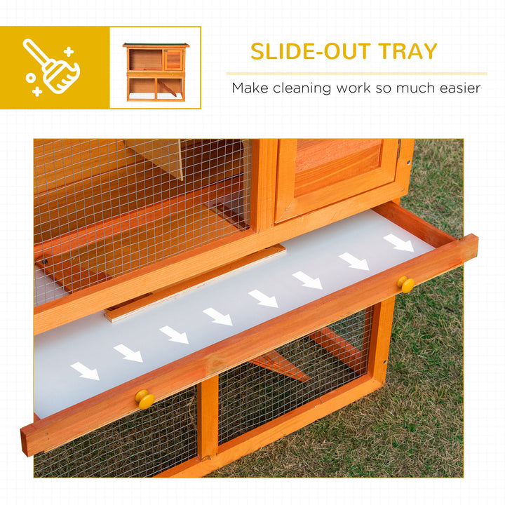 MCL Two-Tier Rabbit Hutch, Wooden Outdoor Pet Cage, with Opening Top