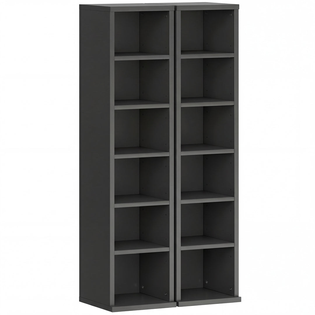 Set of 2 CD Media Display Shelf Unit Tower Rack with Adjustable Shelve