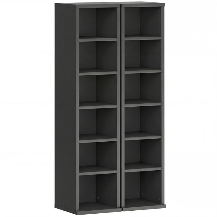 Set of 2 CD Media Display Shelf Unit Tower Rack with Adjustable Shelve