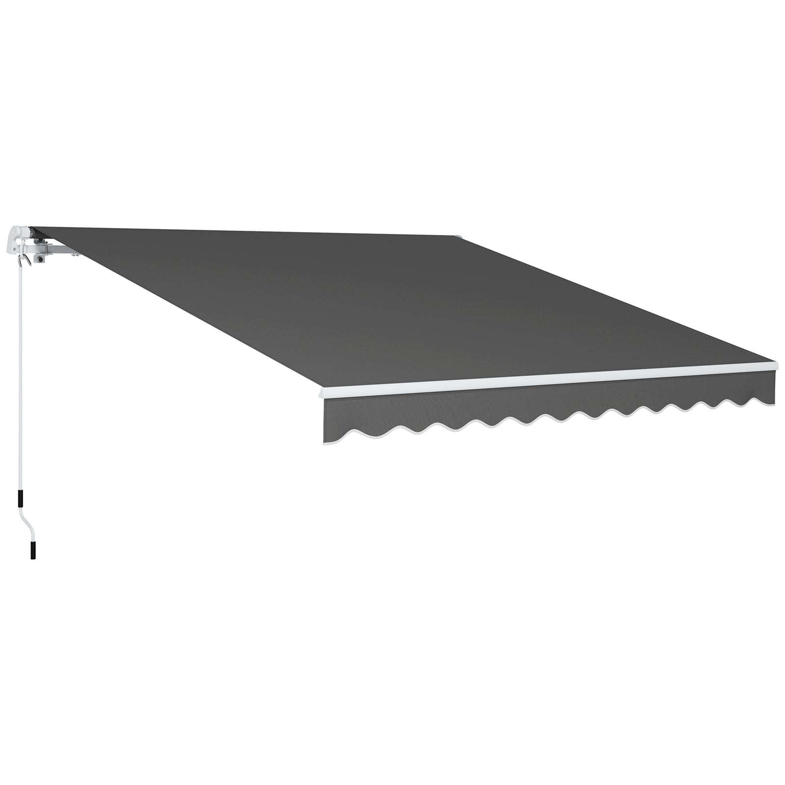 3 x 2.5m Garden Patio Manual Awning, Retractable Canopy Sun Shade Shelter with Fittings and Crank Handle, Dark Grey