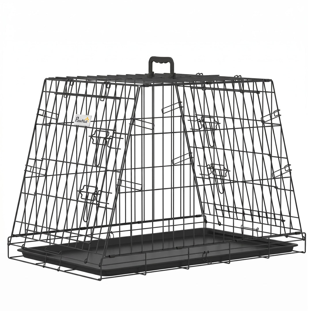 30"(76 cm) Car Dog Crate Collapsible Slanted Travel Small Dog Cage wit
