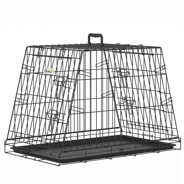 30"(76 cm) Car Dog Crate Collapsible Slanted Travel Small Dog Cage wit