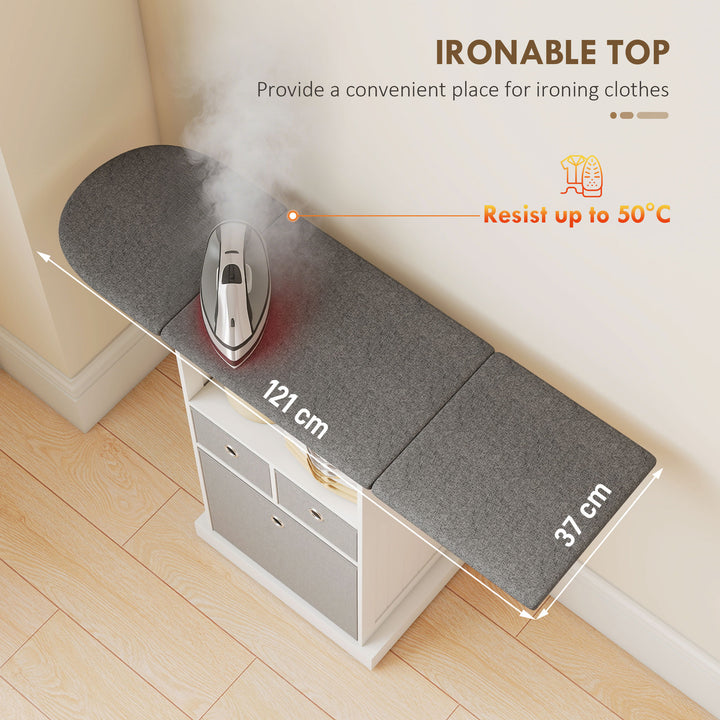 Ironing Board Cabinet on Wheels with Ironable and Foldable Top - view 4