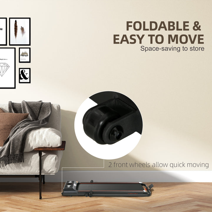 MCL Foldable Walking Treadmill, with LED Display and Wheels, for Home, Office, Gym, Red