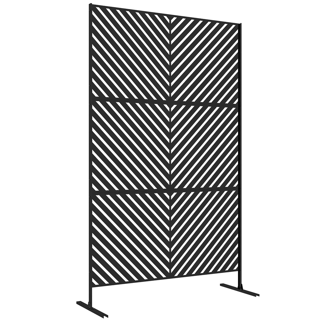 6.5FT Decorative Outdoor Divider, Metal Privacy Screen with Stand, Tri