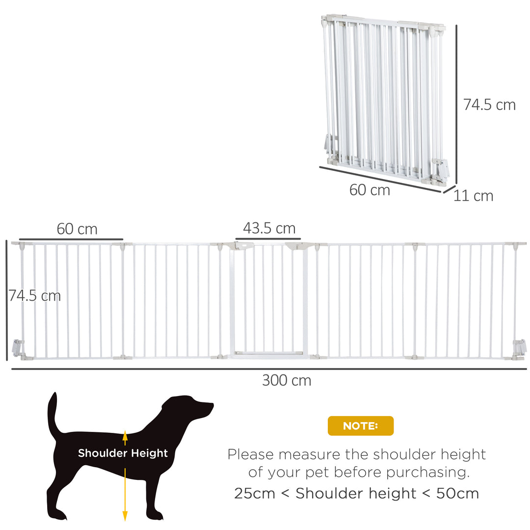 PawHut Pet Safety Gate, 5-Panel Metal Playpen, Fireplace, Christmas Tree Fence, Stair Barrier, Room Divider, Door, Lock | Aosom UK