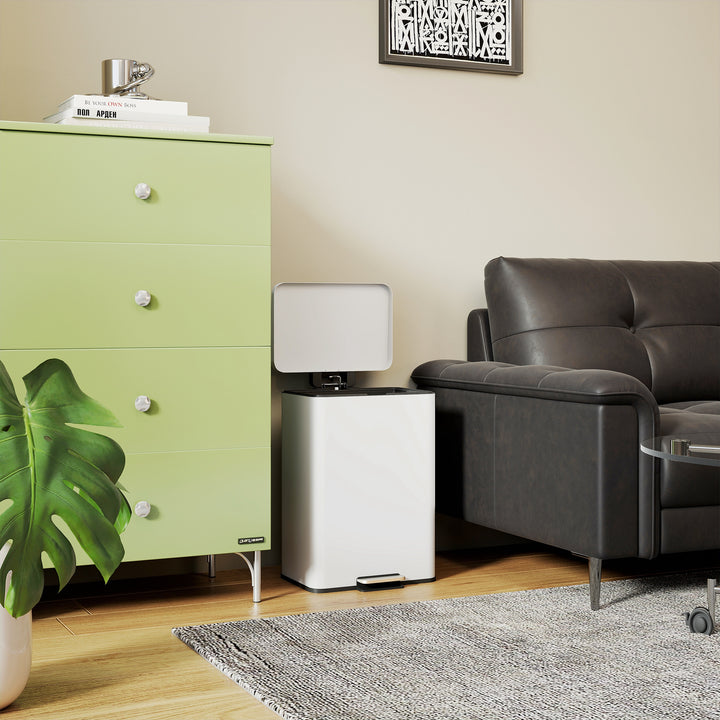 MCL 20L Kitchen Bin with Soft-Close Lid and Stay-Open Function, Pedal Bin with Removable Inner Bucket for Kitchen, Office, Home, Cream