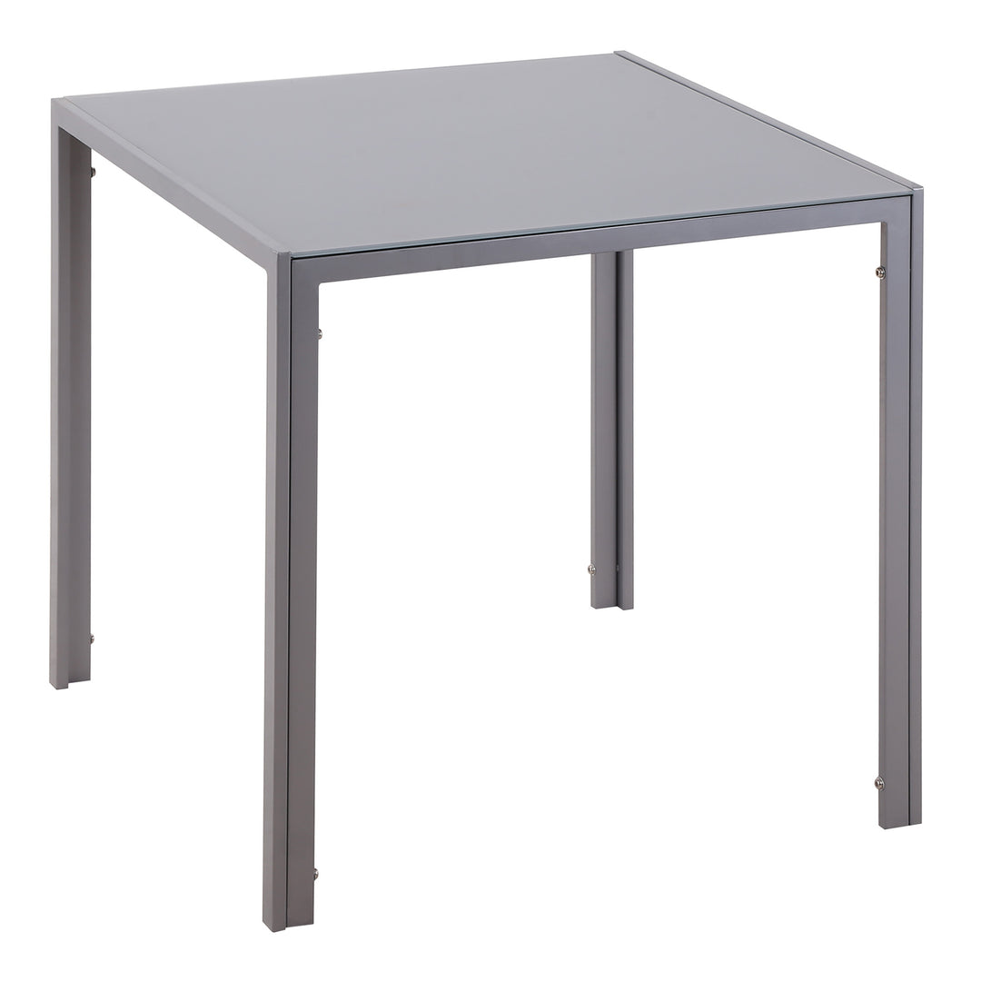 Modern Square Dining Table for 2-4 People, with Glass Top & Metal Legs for Dining Room, Living Room, Grey