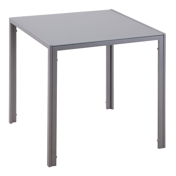 Modern Square Dining Table for 2-4 People, with Glass Top & Metal Legs for Dining Room, Living Room, Grey