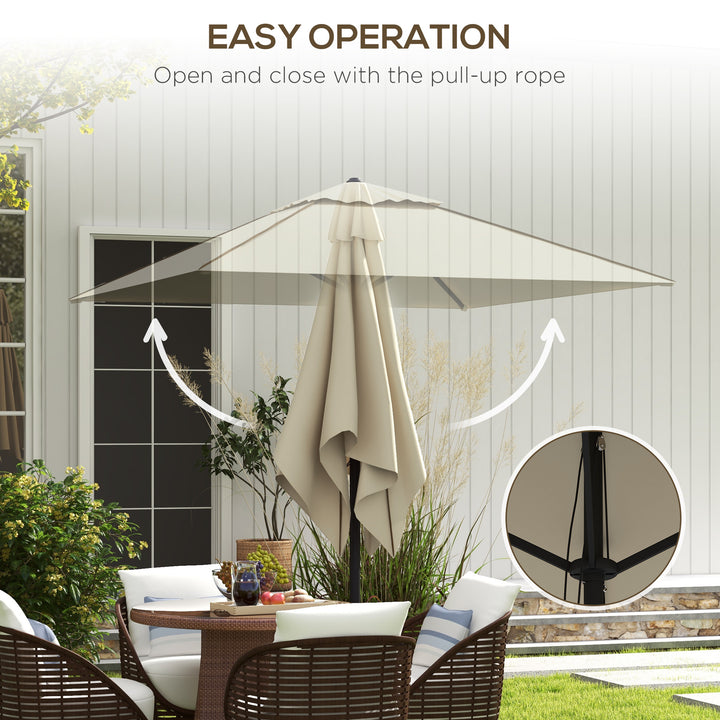 215cm Square Canopy Parasol, with Contrast Piping - Beige/Brown