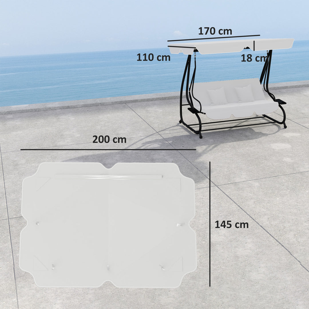 145 x 200Wcm Swing Chair Canopy Replacement - Light Grey