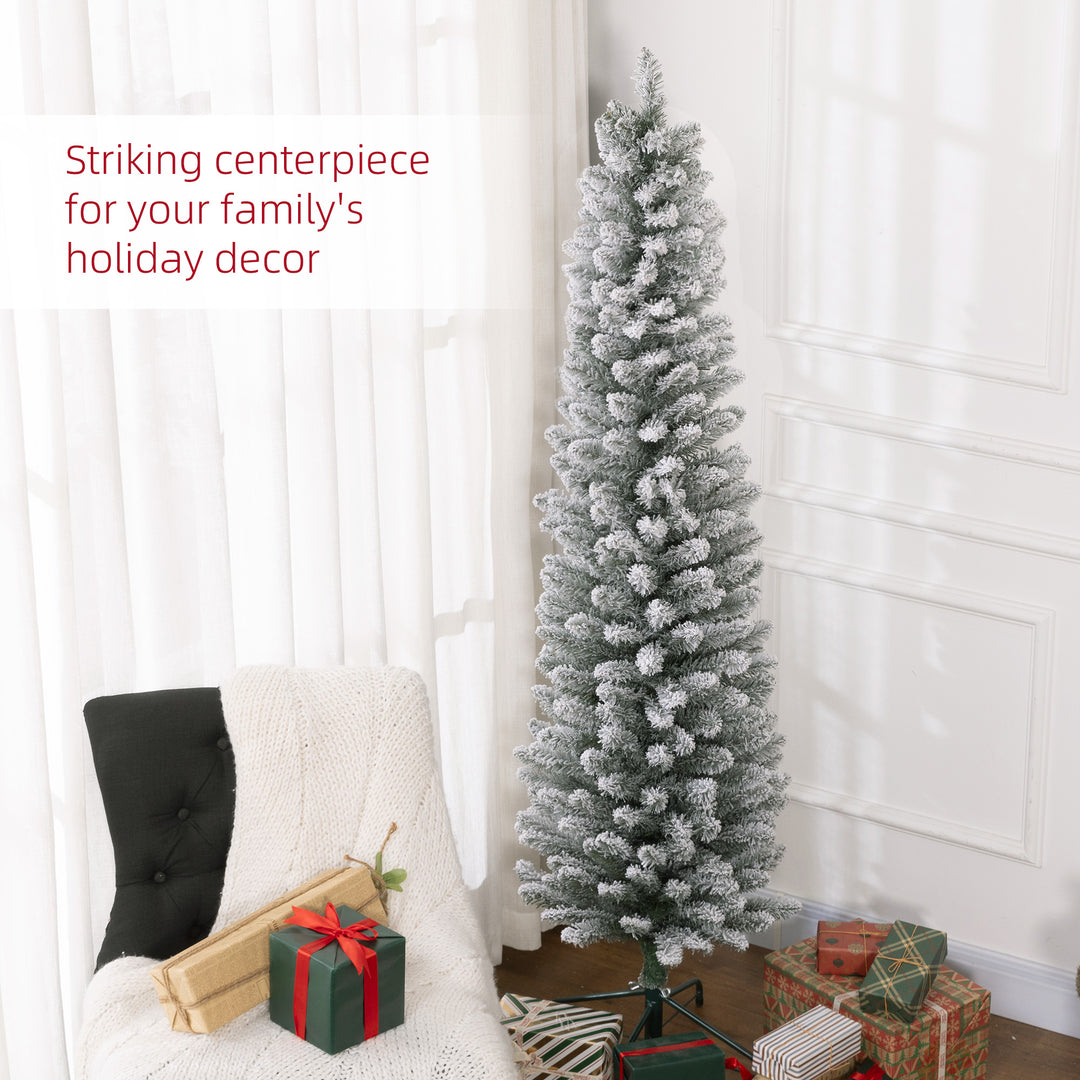 6ft Artificial Snowy Pencil Christmas Tree - White