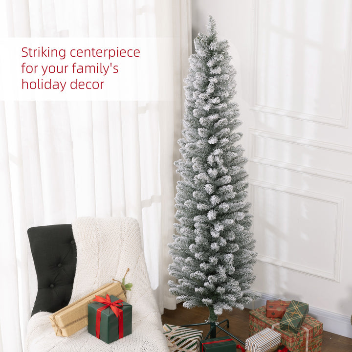 6ft Artificial Snowy Pencil Christmas Tree - White