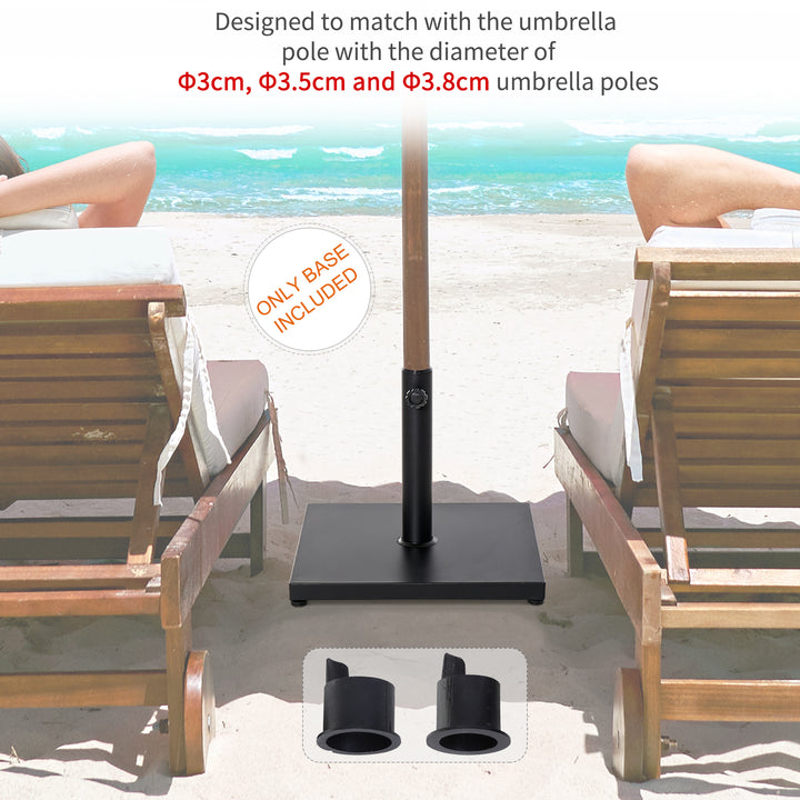 Outsunny 35/38/48MM 18KG Steel Square Parasol Stand Base w/ Adjustable Knob Umbrella Stand Garden Patio Outdoor Home, Black