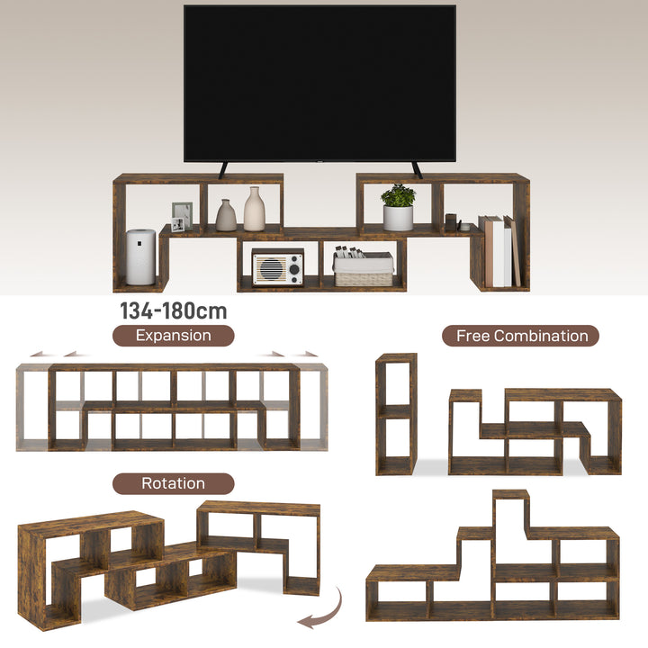 TV Stand for TVs up to 75 Inches, Free Combination TV Unit with Storage Shelves, Extendable Entertainment Centre for Living Room, Rustic Brown